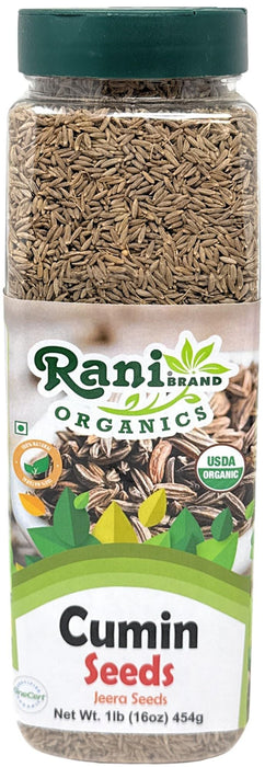 Rani Organic Cumin Seeds Whole (Jeera Sabut) 16oz (1lb) 454g PET Jar ~ All Natural | Vegan | Gluten Friendly | NON-GMO | Kosher | Indian Origin | USDA Certified Organic