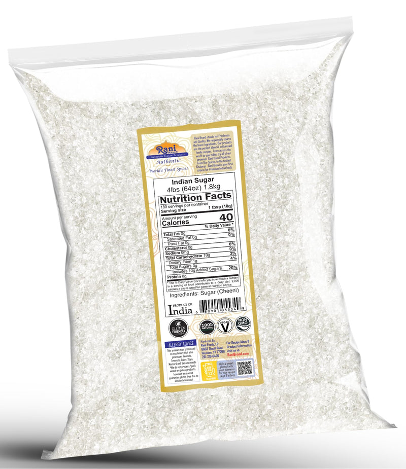 Rani Indian Sugar Khand (Khandsari) 64oz (4lbs) 1.81kg Bulk ~ All Natural | Gluten Friendly | Vegan | NON-GMO | Kosher | Indian Origin