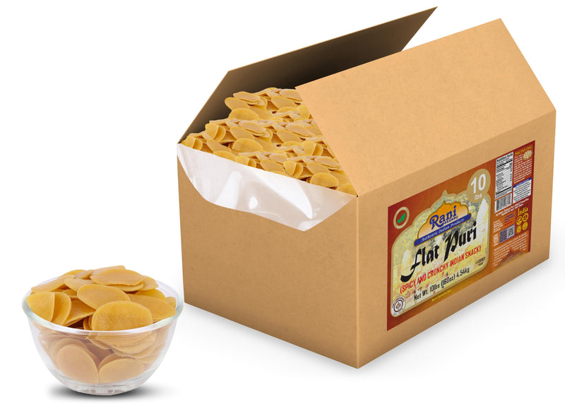 Rani Pani Puri Coins 160oz (10lbs) 4.54kg 1650-1660 Coins Bulk Box ~ Uncooked, Microwaveable wheat and Semolina Coins ~ All Natural | Vegan | NON-GMO | Kosher | Indian Origin