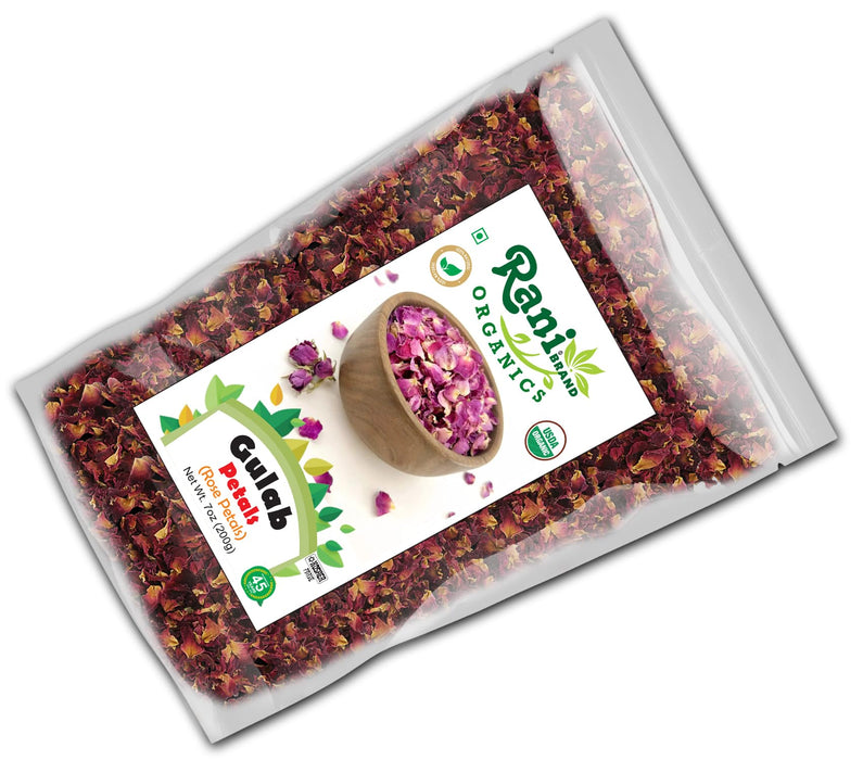 Rani Organic Gulab Petals (Rose Petals) 7oz (200g) ~ All Natural | No Color | Gluten Friendly | Vegan | NON-GMO | Kosher | No Salt or fillers | Indian Origin | USDA Organic Certified