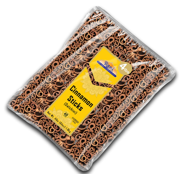 Rani Cinnamon Sticks 64oz (4lbs) 1.81kg ~ 350-400 Sticks 3 Inches in Length Cassia Round ~ All Natural | Vegan | No Color | Gluten Friendly | NON-GMO | Kosher