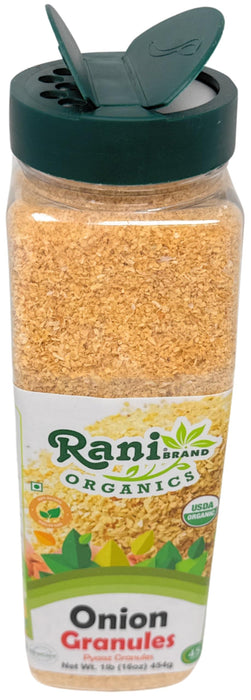 Rani Organic Granulated Onion (Pyaaz Granules) 16oz (1lb) 454g PET Jar ~ All Natural | Gluten Friendly | Vegan | NON-GMO | Kosher | No Salt or fillers | Indian Origin | USDA Certified Organic