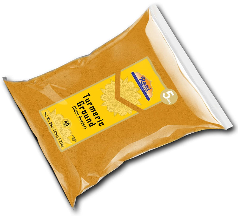 Rani Turmeric (Haldi) Root Powder Spice, (High Curcumin Content) 80oz (5lbs ) 2.27kg Bulk ~ All Natural | 100% Pure, Salt Free | Vegan | Gluten Friendly | NON-GMO | Kosher | Indian Origin