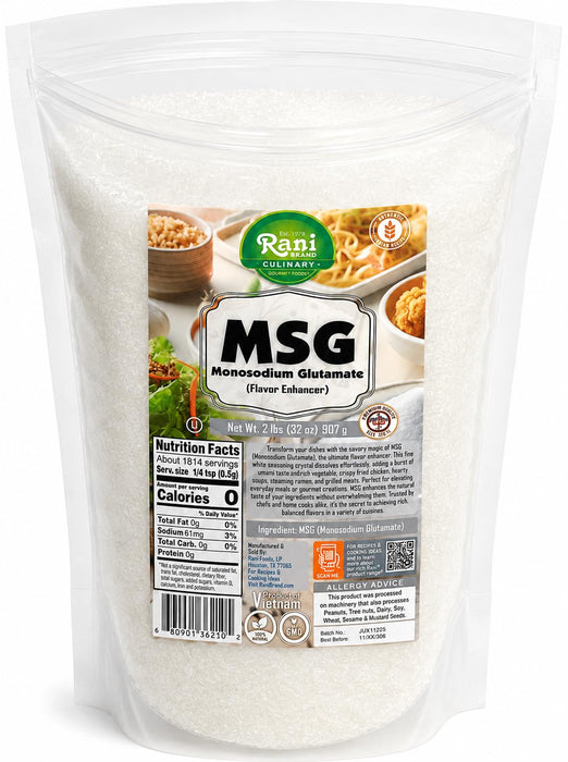 Rani MSG (Monosodium Glutamate) 32oz (2lbs) 908g ~ Gluten Free | NON-GMO | Kosher | Vegan | Product of Vietnam