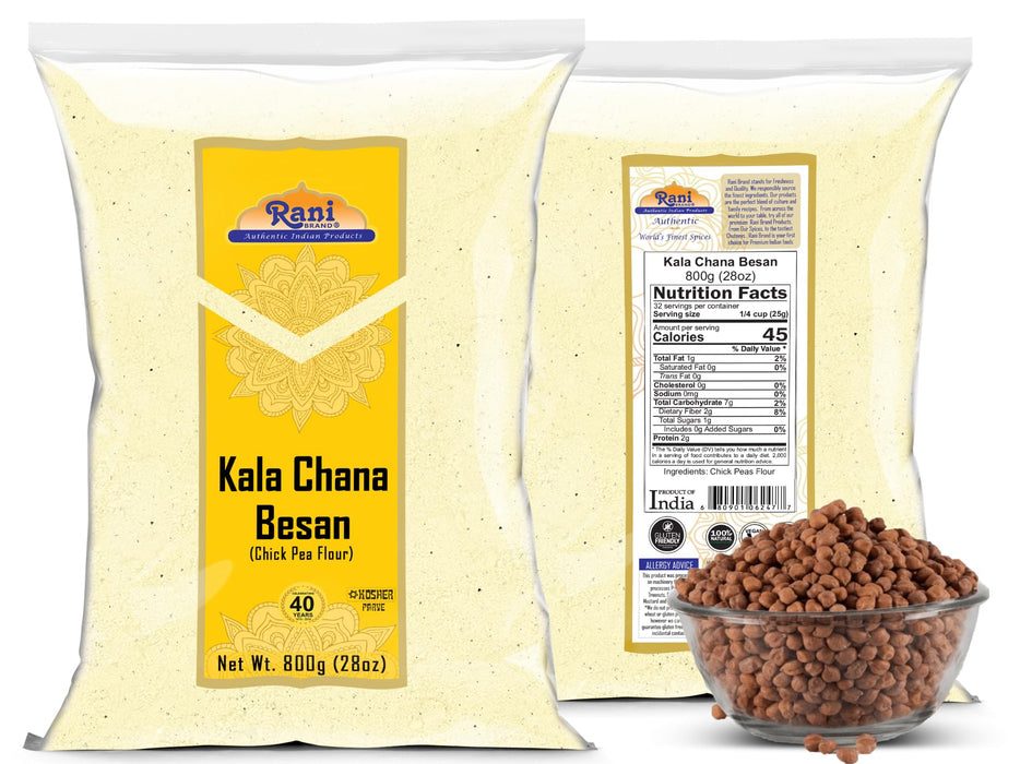 Rani Kala Chana Besan (Chick Peas Flour) 28oz (1.75lbs) 800g ~ All Natural | Vegan | Gluten Friendly | NON-GMO | Kosher | Indian Origin