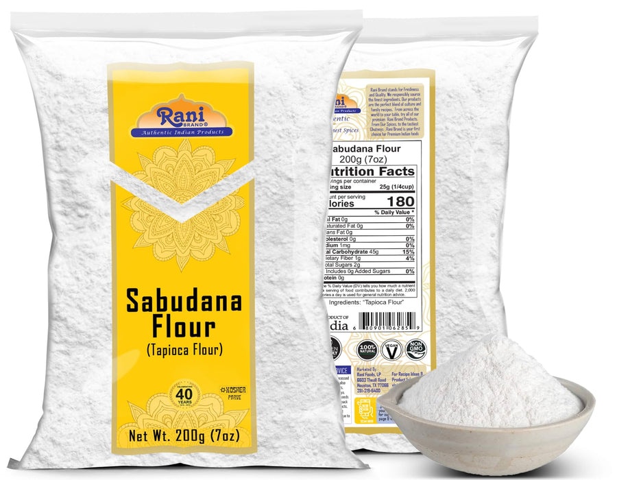 Rani Sabudana Flour (Tapioca/Sago Flour) 7oz (200g) ~ All Natural | Vegan | Gluten Friendly | NON-GMO | Kosher | Indian Origin