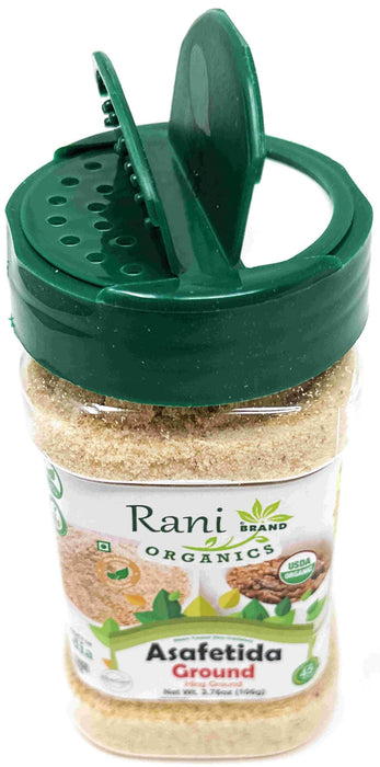 Rani Organic Asafetida (Hing) Ground 3.75oz (106g) PET Jar ~ All Natural | Salt Free | Vegan | Non-GMO | Kosher | Asafoetida Indian Spice | Best for Onion Garlic Substitute | USDA Certified Organic