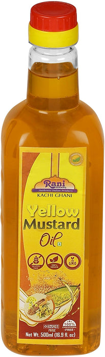 Rani Yellow Mustard Oil (Kachi Ghani) 16.9 Ounce (500ml) NON-GMO | Gluten Free | Kosher | Vegan | 100% Natural
