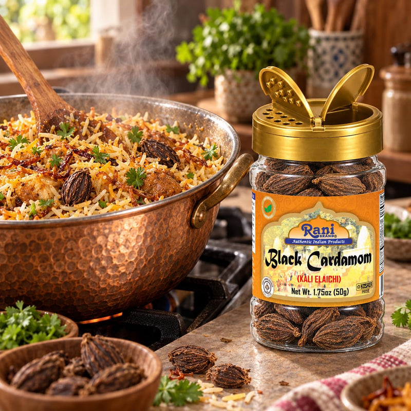 Rani Black Cardamom Pods (Kali Elachi) Whole Indian Spice 1.75oz (50g) PET Jar ~ Natural | Vegan | Gluten Friendly | NON-GMO | Kosher | Indian Origin