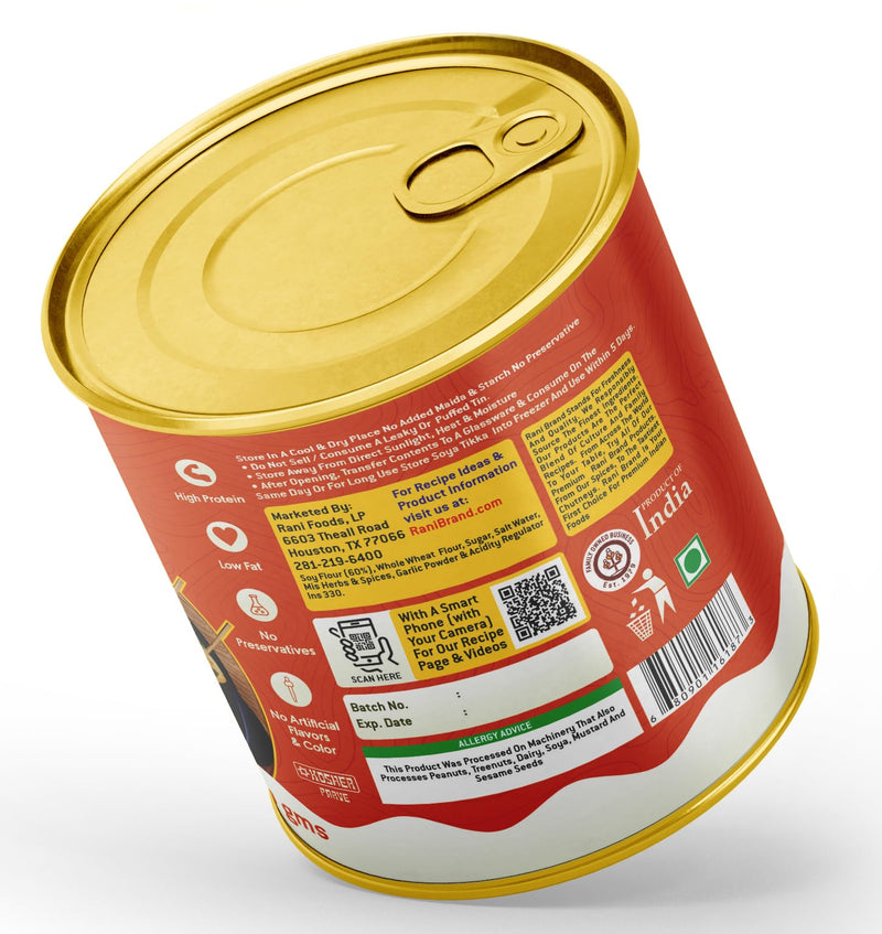 Rani Soya Tikka Peri-Peri 30oz (1.875lbs) 850g, Pack of 6, Ready for Cook ~ Easy Open Lid | All Natural | Vegan | No Colors | NON-GMO | Kosher | Indian Origin | Soy Based Meat Substitute