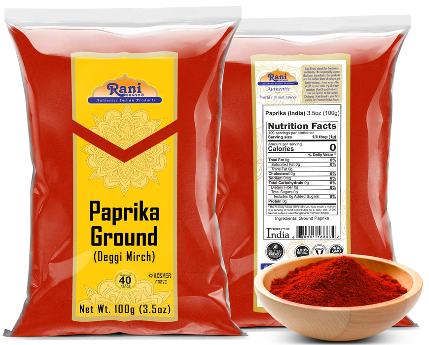 Rani Paprika (Deggi Mirch, Low Heat, Low Heat) Spice Powder, Ground 3.5oz (100g) ~ All Natural, Salt-Free | Vegan | No Colors | Gluten Friendly | NON-GMO | Kosher | Indian Origin