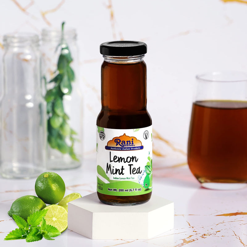 Rani Lemon Mint Tea 6.7 fl oz (200 ml) Glass Bottle, Pack of 2 ~ Indian Fruit Beverage | Vegan | Gluten Free | NON-GMO | Indian Origin