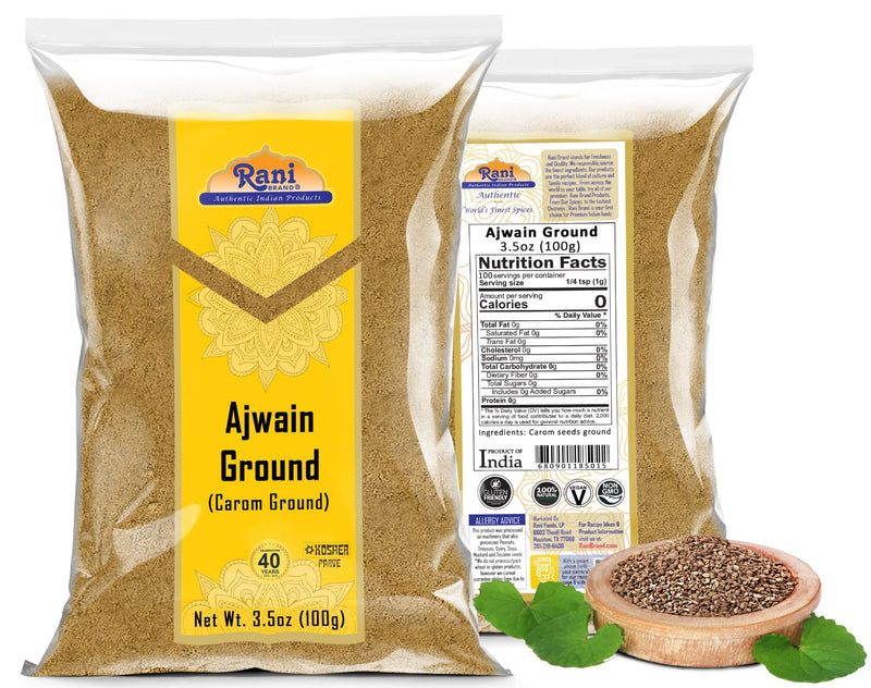 Rani Ajwain Powder (Carom Bishops Weed) Ground Spice 3.5oz (100g) ~ All Natural | Vegan | Gluten Friendly | NON-GMO | Kosher | Indian Origin