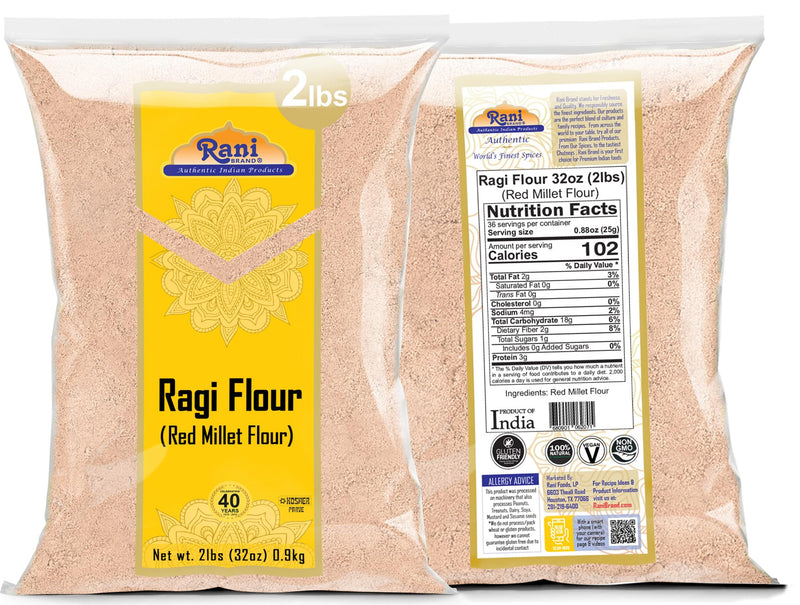 Rani Raggi Flour (Finger Millet) 2lbs (32oz) Bulk ~ All Natural | Vegan | Gluten Friendly | NON-GMO | Kosher | Indian Origin