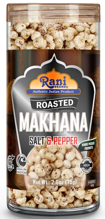 Rani 4 in 1 Combo Set of Roasted Makhana Salt & Pepper, Peri Peri, Tandoori, (2in1) Pudina & Peri-Peri, 2.6oz (75g), Pack of 4, Ready to eat ~ Vegan | Gluten Friendly | Kosher | Indian Origin