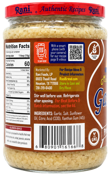 Rani Minced Garlic Cooking Paste 26.5oz (750g) Glass Jar ~ Vegan | Gluten Free | NON-GMO | Kosher | No Colors | Indian Origin