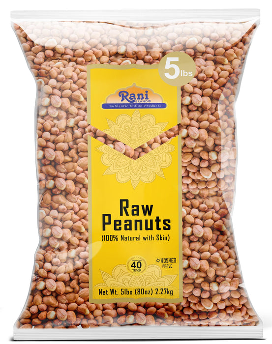 Rani Peanuts, Raw Whole With Skin (uncooked, unsalted) 80oz (5lbs) 2.27kg Bulk ~ All Natural | Vegan | Kosher | Gluten Friendly | Fresh Product of USA
