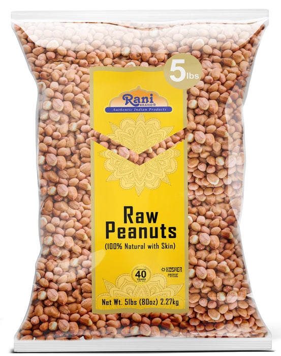 Rani Peanuts, Raw Whole With Skin (uncooked, unsalted) 80oz (5lbs) 2.27kg Bulk, Pack of 6 ~ All Natural | Vegan | Gluten Friendly | Fresh Product of USA ~ Spanish Grade Groundnut/Red-skin