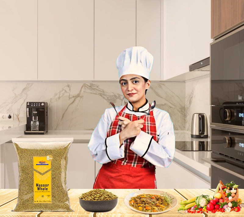 Rani Masoor Whole (Green Lentils Whole With Skin) 128oz (8lbs) 3.63kg Bulk ~ All Natural | Vegan | Gluten Friendly | Non-GMO | Kosher | Product of USA