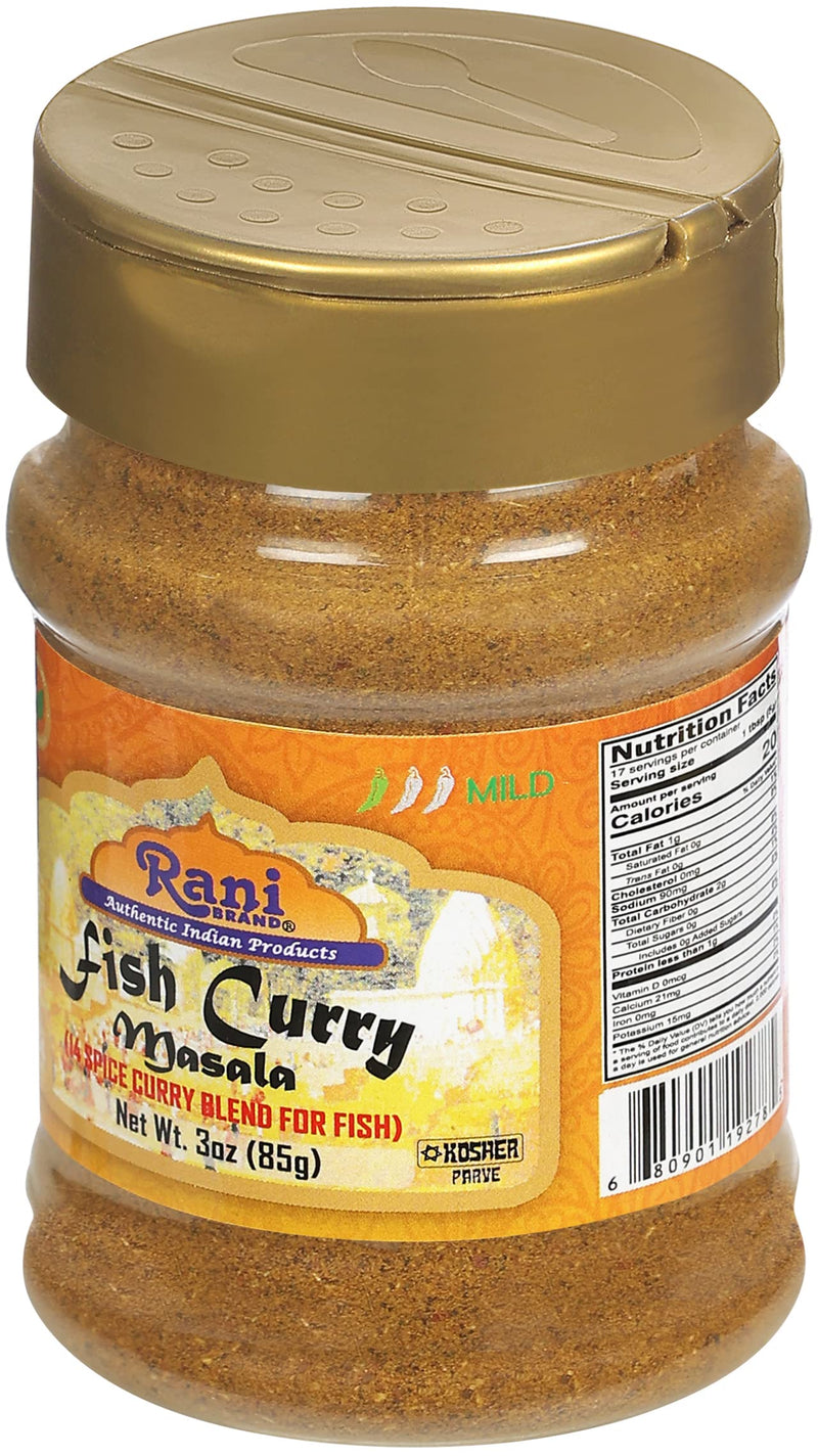 Rani Fish Curry Masala (14-Spice Curry Blend for Fish) 3oz (85g) PET Jar, Shaker Top ~ All Natural | Vegan | Kosher | Gluten Friendly | NON-GMO | Indian Origin
