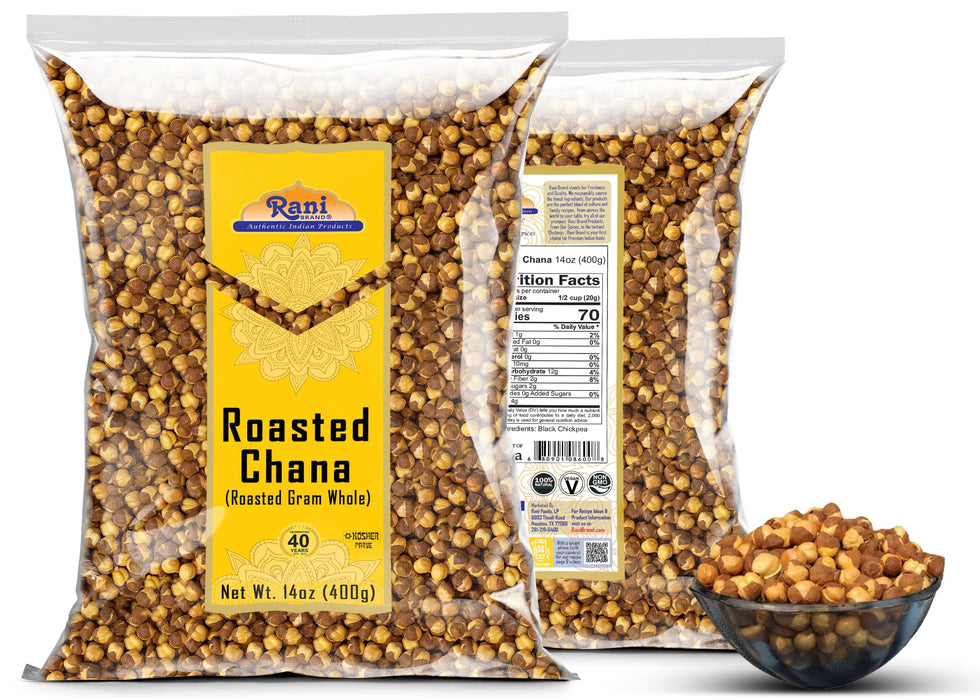 Rani Roasted Chana (Chickpeas) Plain Flavor 14oz (400g) ~ All Natural | Vegan | No Preservatives | Gluten Friendly | Kosher | Indian Origin | Great Snack, Ready to Eat