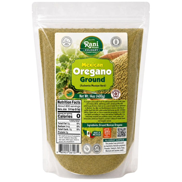 Rani Mexican Oregano Ground (Authentic Mexican Herb) 14oz (400g) ~ Gluten Free | NON-GMO | Kosher | Vegan | Sodium Free | Product of Mexico