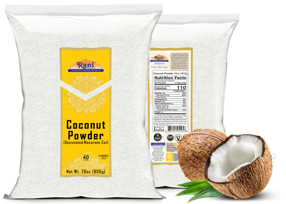 Rani Coconut Fine Powder (Desiccated, Macaroon Cut) 28oz (800g) Raw (uncooked, unsweetened) ~ All Natural | Vegan | Kosher | Gluten Free Ingredients