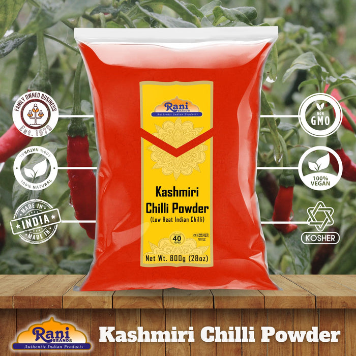 Rani Kashmiri Chilli Powder (Deggi Mirch, Low Heat) Ground Indian Spice 28oz (800g) ~ All Natural | Salt-Free | Vegan | Gluten Friendly | NON-GMO | Kosher | Perfect for Deviled Eggs & Other Low Heat Dishes