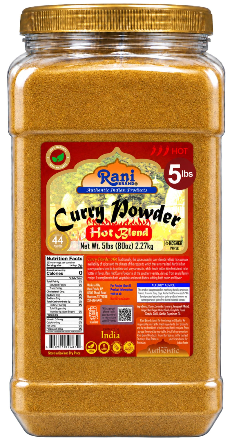 Rani Curry Powder Hot Natural 11-Spice Blend 5lbs (80oz) Bulk ~ Salt Free | Vegan | Gluten Friendly | NON-GMO