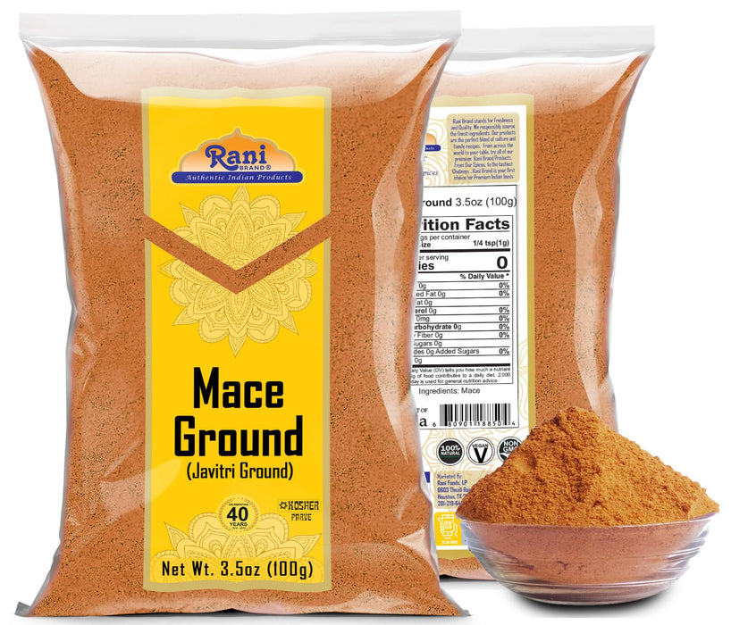 Rani Mace Ground (Javathri) Powder, Spice 3.5oz (100g) ~ All Natural | Vegan | Gluten Friendly | NON-GMO | Kosher | Indian Origin