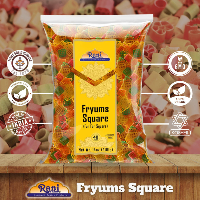 Rani Far Far / Fryums (Wheat & Tapioca Pellet) Square Shape 14oz (400g) ~ Vegan, Kosher, Uncooked, Used to Make Papad, Bhungra / Chip Snack