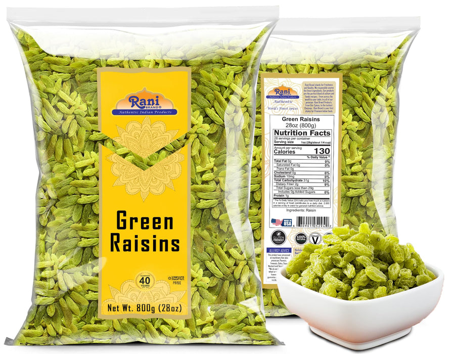 Rani Green Raisins 28oz (800g) ~ All Natural | Gluten Friendly | Non-GMO | Kosher | Vegan | Product of USA