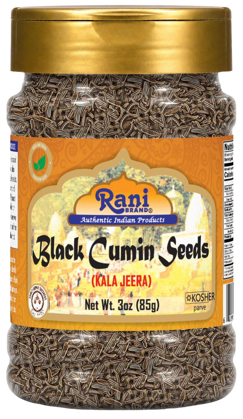 Rani Black Cumin Seeds (Kala Jeera / Bunium Bulbocastanum) 3oz (85g) PET Jar ~ All Natural | Gluten Friendly | NON-GMO | Kosher | Vegan | Indian Origin