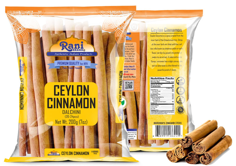 Rani Ceylon Cinnamon Sticks 7oz (200g) ~ 20-24 Sticks 3 Inches in Length, True Ceylon Cinnamon (Not Cassia) ~ All Natural | Vegan | No Colors | Gluten Friendly | NON-GMO | Indian Origin