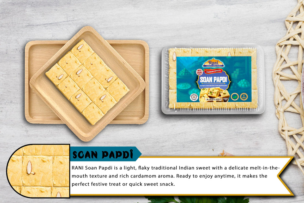 Rani Soan Papdi 8.7oz (250g) PET Jar, Pack of 6, Traditional Indian Sweets, Ready to eat ~ All Natural | Non-GMO | Kosher | Indian Origin