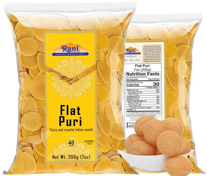 Rani Pani Puri Coins 7oz (200g) 80-85 Coins ~ Uncooked, Microwaveable wheat and Semolina Coins ~ All Natural | Vegan | NON-GMO | Kosher