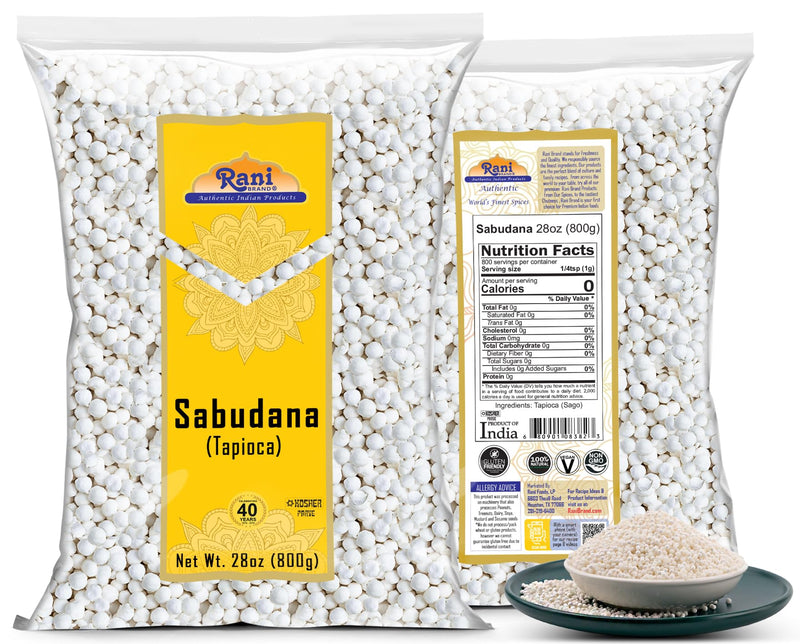 Rani Sabudana (Tapioca / Sago) Pearls 28oz (800g) ~ All Natural | Vegan | No Colors | NON-GMO | Kosher | Indian Origin
