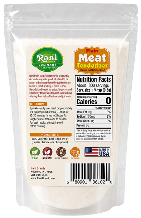 Rani Plain Meat Tenderizer (Premium Meat Softening Blend) 14oz (400g) ~ Gluten Free | NON-GMO | Kosher | Vegan | Product of USA