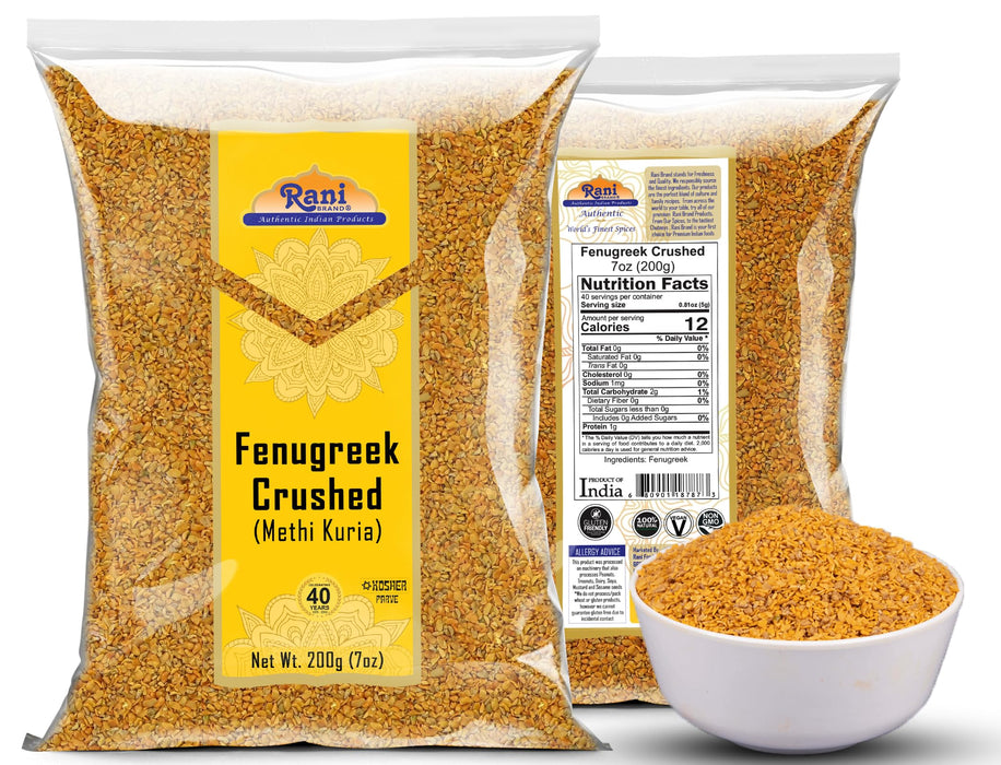 Rani Fenugreek (Methi) Seeds Crushed 7oz (200g) Trigonella foenum graecum ~ All Natural | Vegan | Gluten Friendly | Non-GMO | Kosher