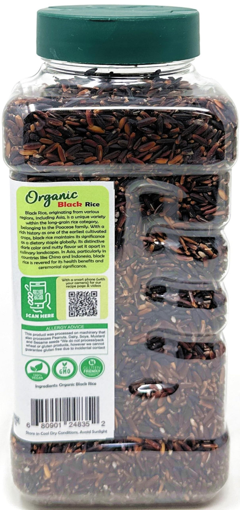 Rani Black Rice Extra Long Aged 28oz (1.75lbs) 800g PET Jar ~ All Natural | Gluten Friendly | Vegan | Indian Origin | Kosher | Export Quality | USDA Certified Organic