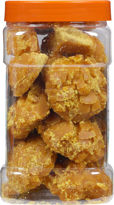Rani Haldi Gur (Turmeric with Indian Jaggery) Indian Unrefined Raw Cane Sugar 35oz (2.2lbs) 1kg PET Jar ~ Gluten Friendly | Vegan | NON-GMO | Kosher | No Salt or fillers | Indian Product