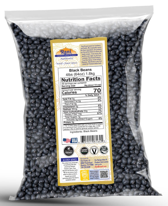 Rani Black Beans (Thull Rajma) 64oz (4lbs) 1.81kg Bulk ~ All Natural | Vegan | Gluten Friendly | NON-GMO | Kosher | Product of USA
