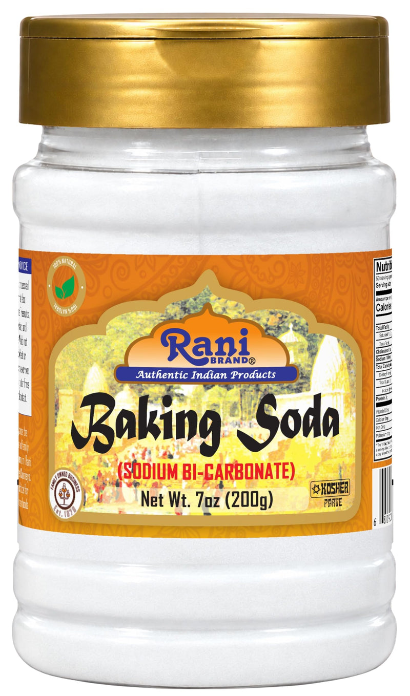Rani Baking Soda (SODIUM BI-CARBONATE) 7oz (200g) PET Jar ~ Used for cooking, NON-GMO | Indian Origin | Gluten Friendly