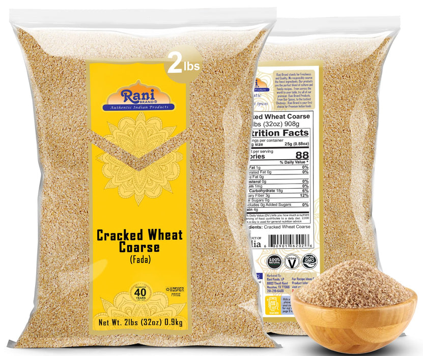 Rani Cracked Wheat Coarse (Fada / Commonly called Bulgur #2) 32oz (2lbs) 907g ~ All Natural | Vegan | No Colors | NON-GMO | Kosher | Indian Origin (Dalia)