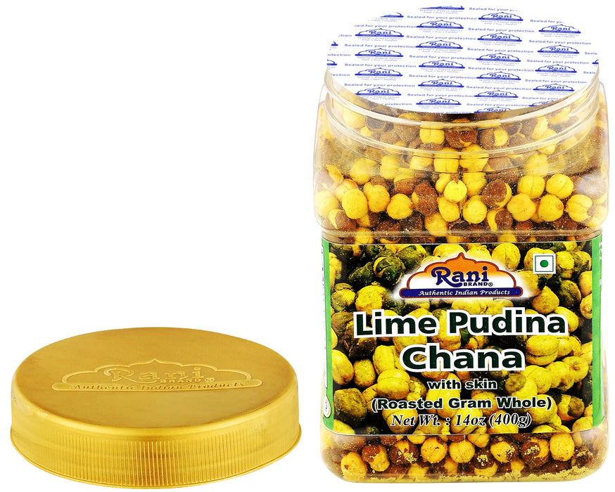 Rani Roasted Chana (Chickpeas) Lime Podina (Mint) 14oz (400g) ~ All Natural | Vegan | No Preservatives | No Colors | Ready to Eat | Indian Origin