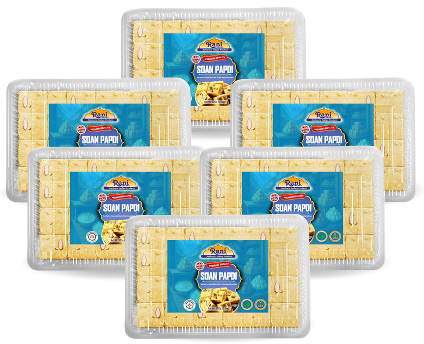 Rani Soan Papdi 17.5oz (500g) PET Jar, Pack of 6, Traditional Indian Sweets, Ready to eat ~ All Natural | Non-GMO | Kosher | Indian Origin