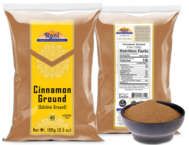 Rani Cinnamon Powder (Ground) Spice 3.5oz (100g) ~ All Natural, Salt-Free | Vegan | No Colors | Gluten Free Ingredients | NON-GMO | Kosher