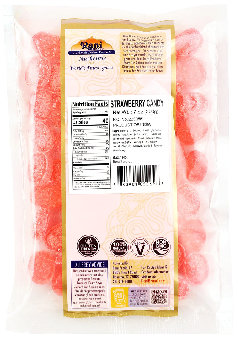 Rani Strawberry Candy 7oz (200g) ~ Indian Tasty Treats | Vegan | Gluten Friendly | NON-GMO | Indian Origin