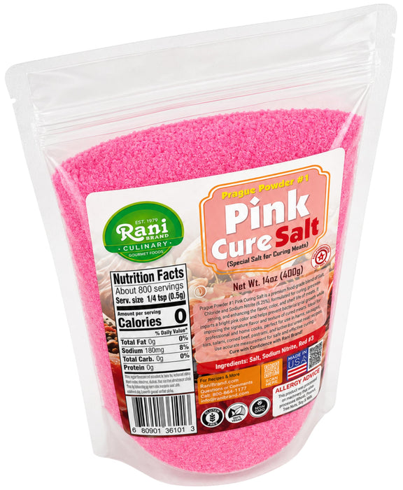 Rani Pink Cure Salt (Special Salt for Curing Meats) 14oz (400g) ~ Gluten Free | NON-GMO | Kosher | Vegan | Product of USA