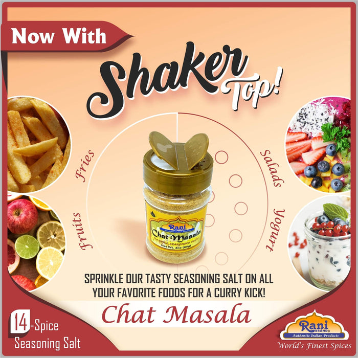 Rani Chat Masala (14 Spice Seasoning Salt) Tangy Indian Seasoning 4.5oz (127.5g) PET Jar, Pack of 12 ~ All Natural | No MSG | Vegan | No Colors | Gluten Friendly | NON-GMO | Indian Origin